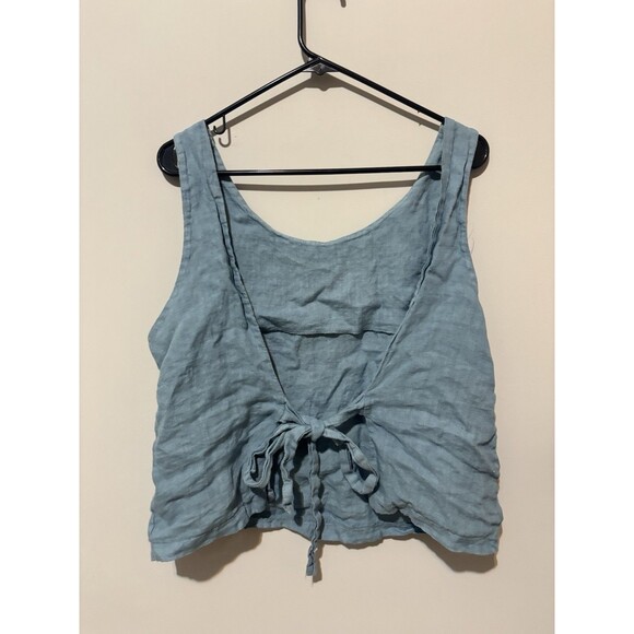 Nina Kendosa Paris Linen Tank blue Back Tie one Size - Picture 3 of 3